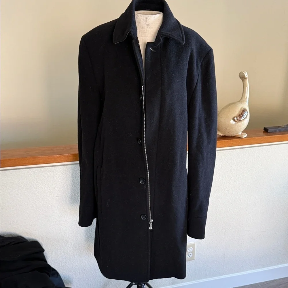 Banana Republic Men's Black wool and cashmere Trench Coat medium tall